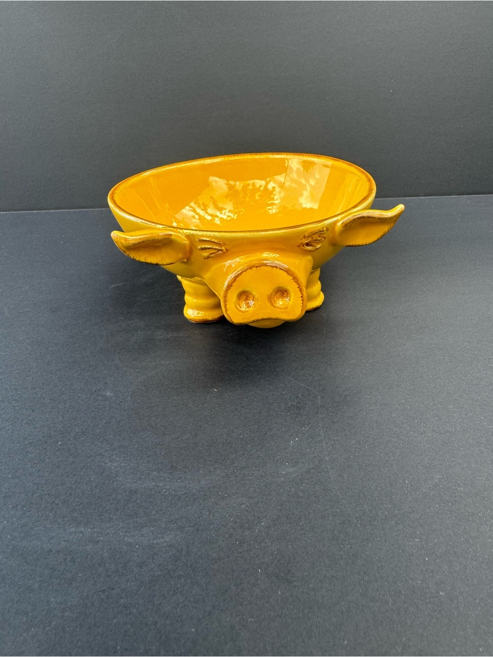 Cost Plus World Market Glossy Yellow Pig Ceramic Serving Bowl